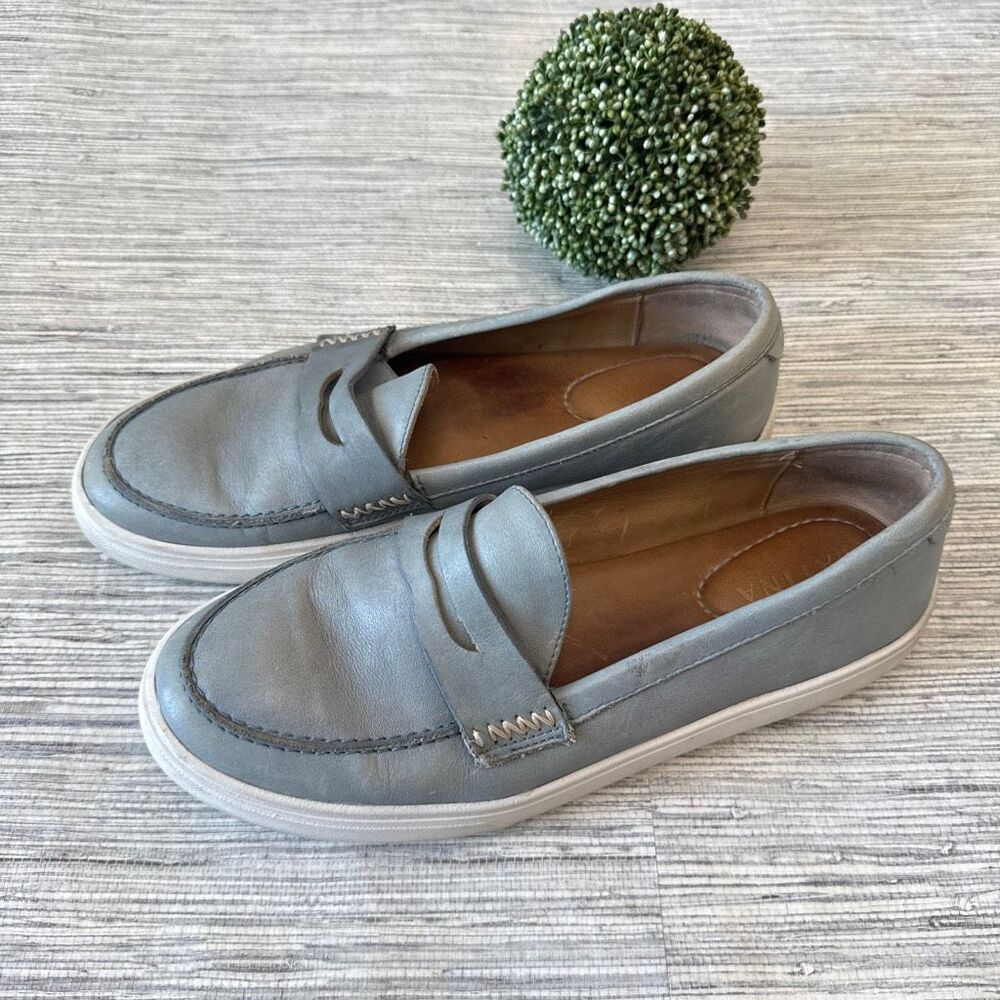 Portland Leather Goods Patina Boardwalk Penny Loafer Glacial Blue Gray 9.5